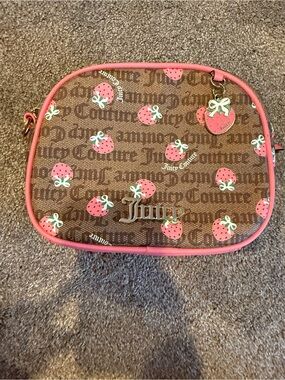 Juicy Couture Brown Monogram Crossbody with Pink Trim
